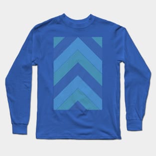 Chevron Zigzag Stripes Retro Blue Long Sleeve T-Shirt